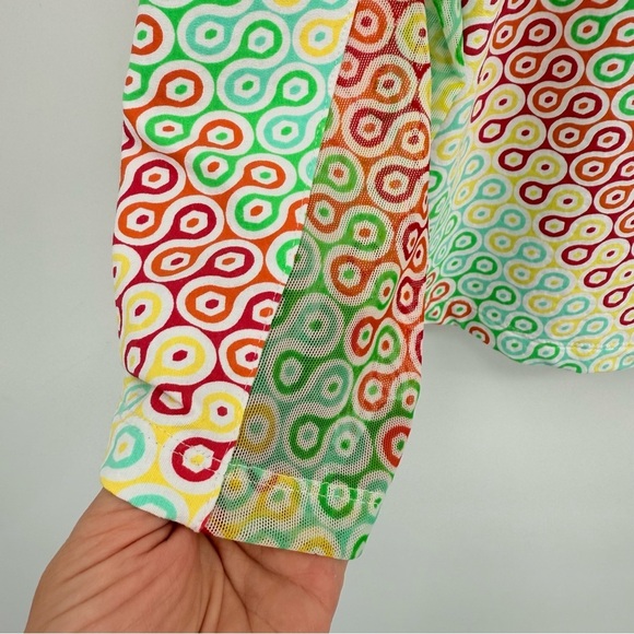 IBKUL Mesh Stretch Collared Quarter Zip Long Sleeve Golf Top in Retro Print XL - Picture 8 of 8